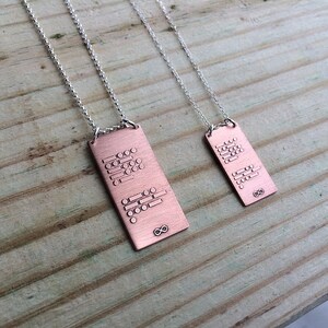 CUSTOM personalized Morse code necklace in copper and sterling silver custom gift for him or her image 1