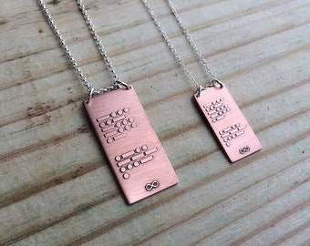 CUSTOM personalized Morse code necklace in copper and sterling silver | custom gift for him or her