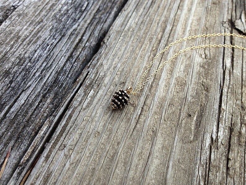 Silver pine cone necklace gold pine cone necklace gift for Etsy