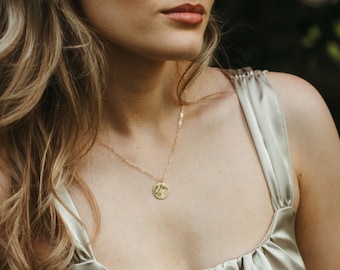 Full Moon Necklace in Sterling Silver or Gold Vermeil, Gift for Her