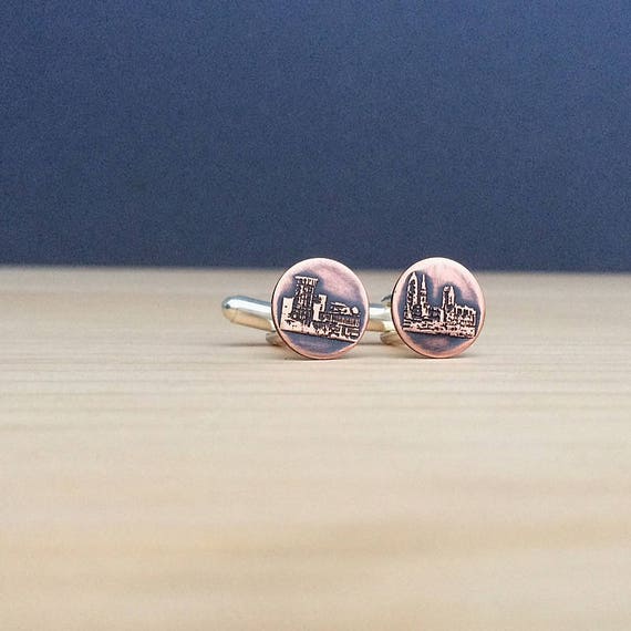Groomsman Gifts and Personalized Wedding Gifts London Skyline Wood Cufflinks Gift For Him