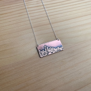 Seattle Washington Skyline Necklace in Sterling Silver, Brass or Copper
