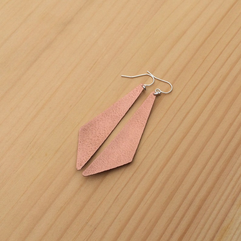 Hammered Triangle Earrings in Copper or Brass, Statement Earrings copper