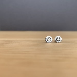 Tiny Smile Earrings in Sterling Silver, Brass or 14k Gold Fill, Mini Studs for Every Day sterling silver