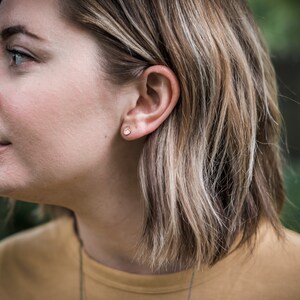 Tiny Hammered Studs in Sterling Silver, 14k Gold Fill, Brass or Copper, Dot Studs, Every Day Earrings image 2