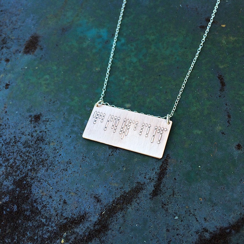 CUSTOM personalized Morse code necklace in copper and sterling silver custom gift for him or her image 2