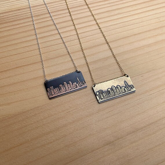 San Francisco California skyline necklace | skyline pendant in copper or brass | jewelry for her