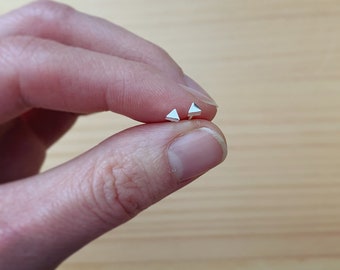 Tiny Triangle Earrings in Sterling Silver, Mini Stud Earrings