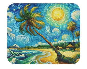 Alfombrilla de ratón con diseño de playa tropical: decoración costera para el hogar y la oficina