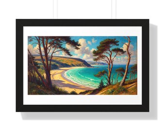 Obra de arte escénica de Carmel Beach Vista / Paisaje costero del atardecer / Decoración de arte de la pared de la playa de California
