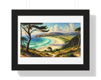 Lámina artística de la costa de Carmel: decoración de pared con paisaje de playa de California