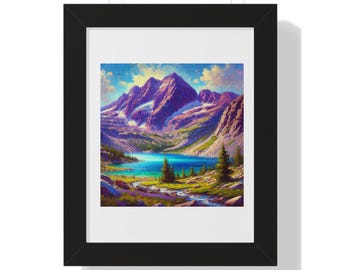 Póster de paisaje de montaña enmarcado: Arte mural natural