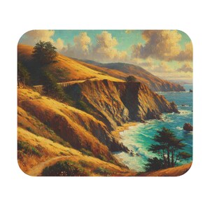 Coastal Landscape Mouse Pad: Serene Beach Art Home Office Decor