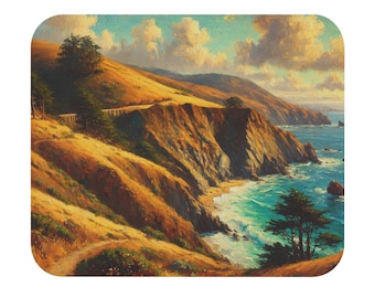 Coastal Landscape Mouse Pad: Serene Beach Art Home Office Decor