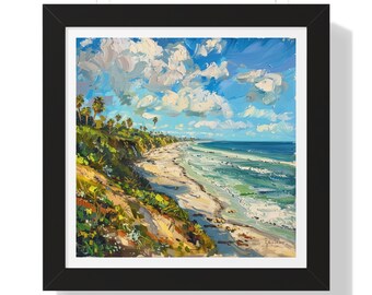 Encinitas Shoreline Bliss: Livfullt kusttryck av Kaliforniens natursköna strand