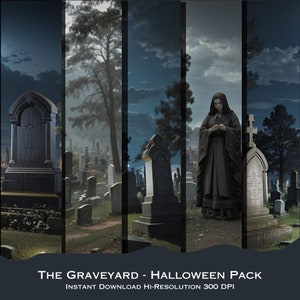 The Graveyard - Halloween-afbeeldingen - Spookachtig - Spookachtig - Eng - Griezelige begraafplaats - Grafstenen - Grafstenen - Decoratie voor de feestdagen