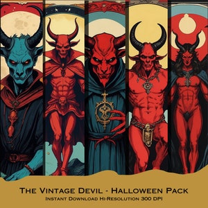 Le diable - graphismes d'Halloween - cartes de tarot - Lucifer - effrayant - Satanas - Bélial - Asmodée - décoration de Noël