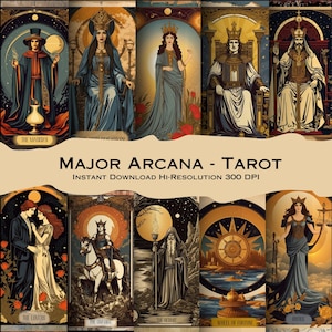 Jugendstil Tarotkarten Set: Major Arcana, Die Reise des Narren (Digitaler Download)