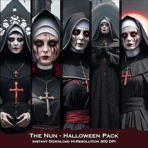 The Nun - Halloween Graphics - Spooky - Haunted - Scary - Creepy - Possessed Nun - Holiday Decor