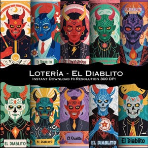 Loteria - El Diablito - Mexikanische Kultur - Mexikanisches Bingo - Kult Pop Art - Mexikanische Volkskunst - Der kleine Teufel