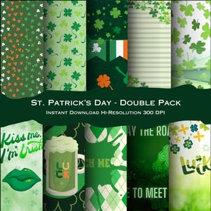 Saint-Patrick - Motifs des Fêtes - Trèfles porte-bonheur - Trèfles - 16 mars - Kiss Me I'm Irish - Pinch Me