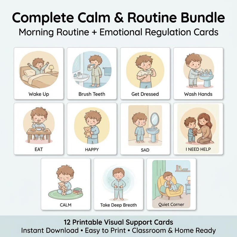 Morning Routine Flashcards for Kids | Printable Daily Routine | Autism ...