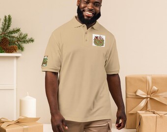 Eco Embroidered Woodland Polo Shirt | Nature-Lover Unisex Shirt | Sustainable Embroidery Gift | ArtsibyJo Design
