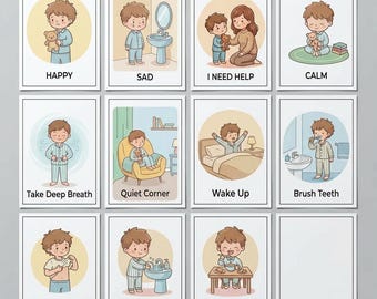 Morning Routine + Calm Down Flashcards Bundle | Visual Schedule & Emotional Regulation Cards | Printable Classroom Toolkit