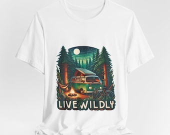 Live Wildly T-Shirt Adventure Camping for Nature Lovers,Outdoor Enthusiast Gift,Unisex Hiking Shirt,Mountain Camping Shirt,Organic Cotton