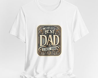 Gepersonaliseerd T-shirt, 's werelds beste vader sinds aangepast jaar, uniek Vaderdagcadeau, betekenisvol verjaardagscadeau voor vader, verkrijgbaar in verschillende maten