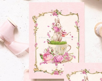 Rabbit Card, Gift Tag, printable, Easter Bunny, Spring, Easter, digital download