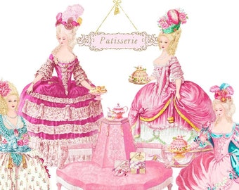 Marie Antoinette Patisserie paper doll printable, PNG, digital download, Personal Use