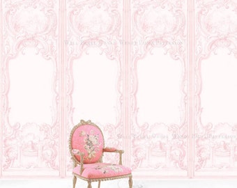 French Rococo Wall Panels DOLLHOUSE miniature Printable Download, doll's house decor, roombox, PERSONAL Use