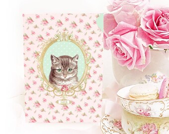 Cat card, printable, love card, Tortoiseshell, Tabby Cat, digital download