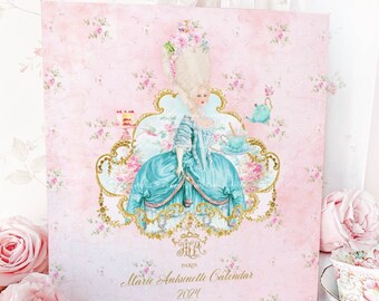 Calendar 2024, Printable, Marie Antoinette, French, Paris themed digital download, 8 x 10 size