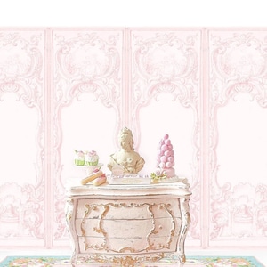 Französische Rokoko rosa Wall Panels PUPPENHAUS Miniatur Printable Download