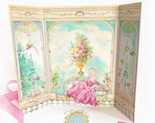 Marie Antoinette card, French Conservatory, Garden room, Parisienne decor, Petite Maison, diorama, roombox card