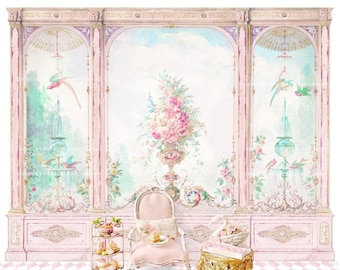 Panneau mural miniature pour maison de poupée, diorama, boîte de chambre, toile de fond, carrelage rose, téléchargement imprimable