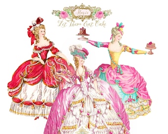 Marie Antoinette paper doll printable, digital download