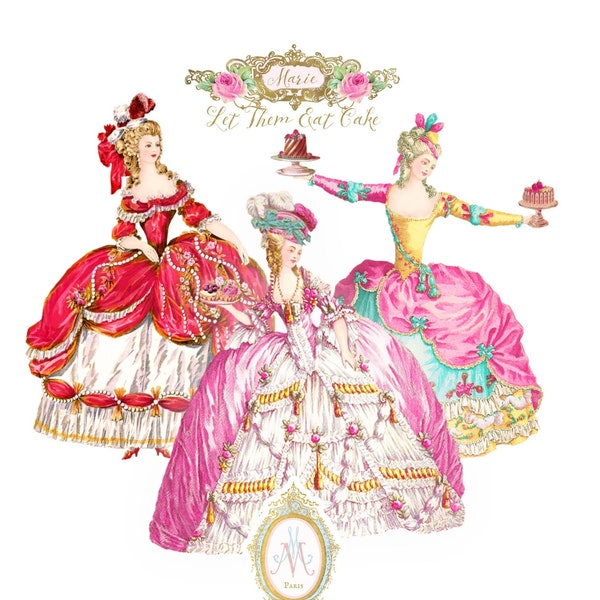 Marie Antoinette paper doll printable, digital download