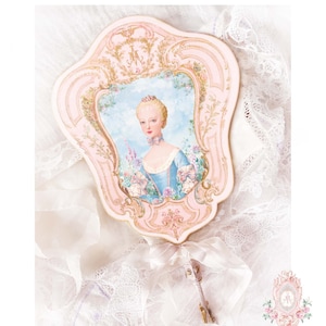Abanico de papel de María Antonieta, adorno, adorno para tarta, menú de mesa, decoración para baby shower, imprimible, descarga digital