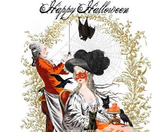 Marie Antoinette, Halloween printable, Halloween gift tags, card-making, home decor, digital download, personal use only