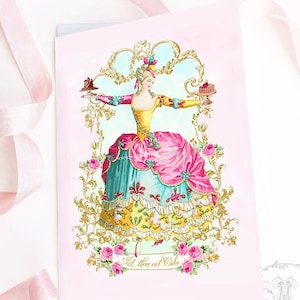 Marie Antoinette printable, digital download, for cards, invitations, tags, prints, Let them eat cake