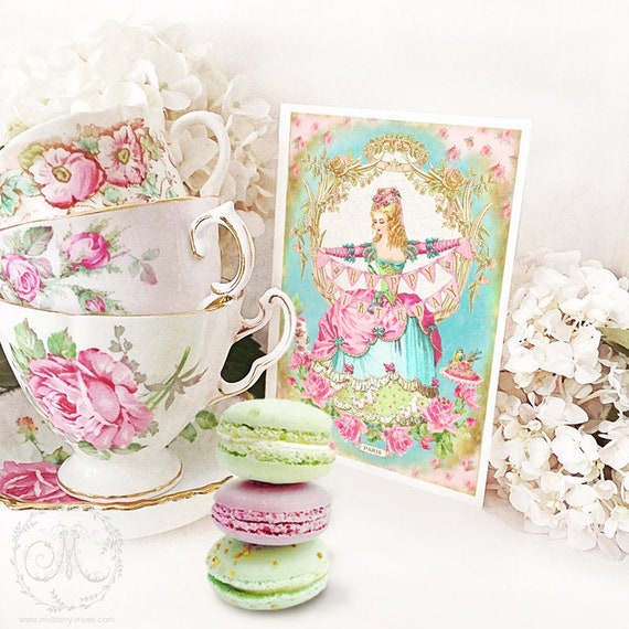 Carte De Joyeux Anniversaire Marie Antoinette Bunting Etsy
