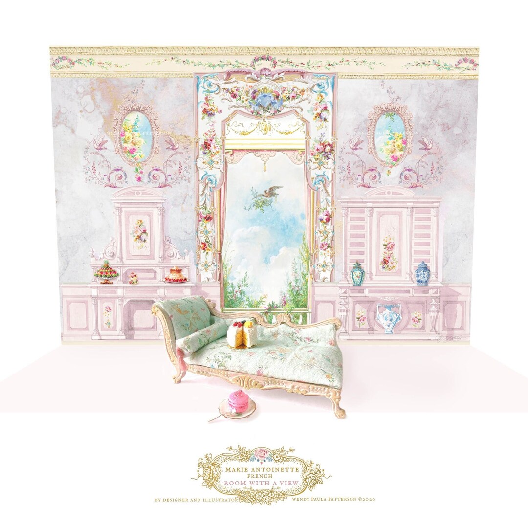 Dollhouse Miniature Room Mural, Backdrop, Wallpaper, Digital Download ...