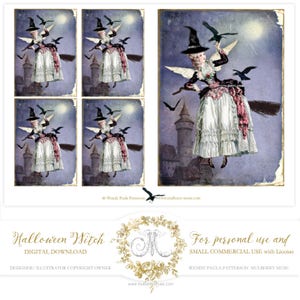 Halloween Witch, printable, Halloween party printable, gift tags, card-making, digital download image 2