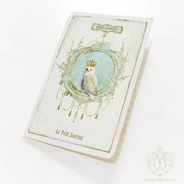 Owl Notebook, Winter Woodland, Dreaming, Cahier, White, Christmas, Journal, Lined Notebook