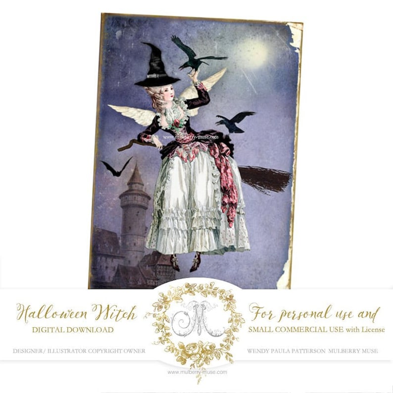 Halloween Witch, printable, Halloween party printable, gift tags, card-making, digital download image 1