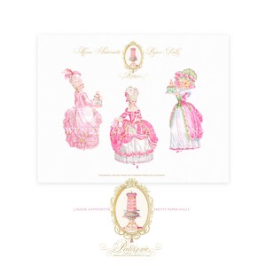 French Patisserie wallpaper, Marie Antoinette paper doll, miniatures, printable download, doll's house decor image 5