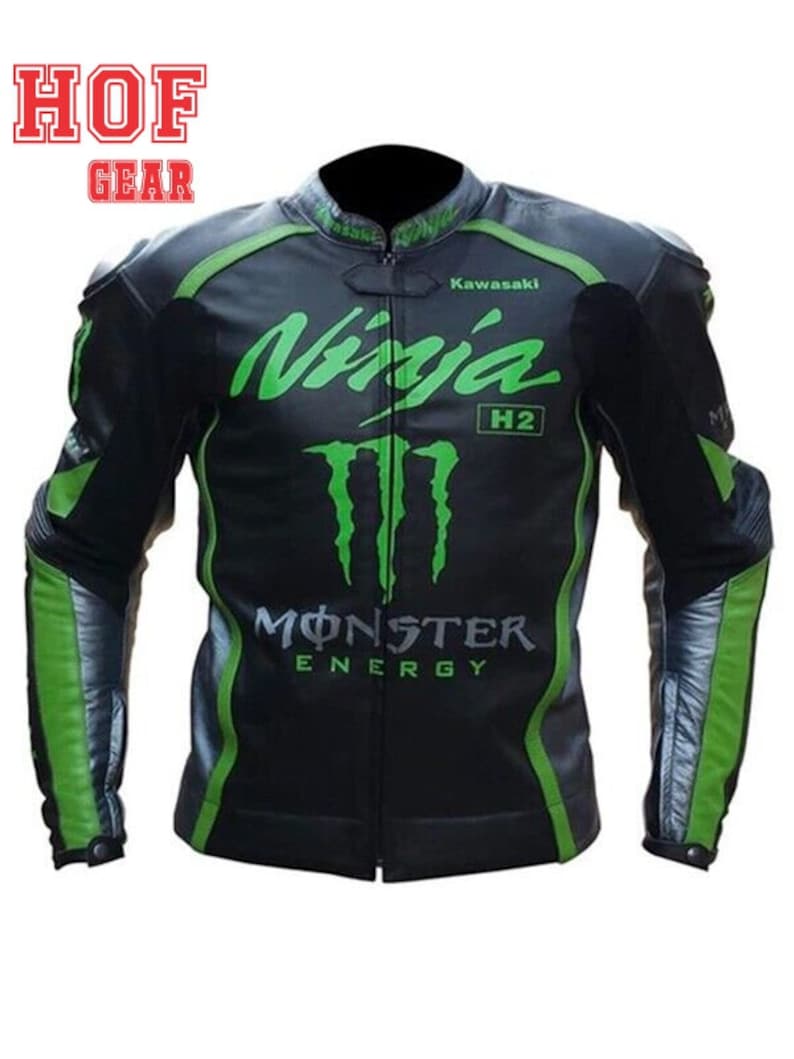 KAWASAKI Ninja H2 Monster Men's Racing Real Cowhide Leather Motorcycle ...